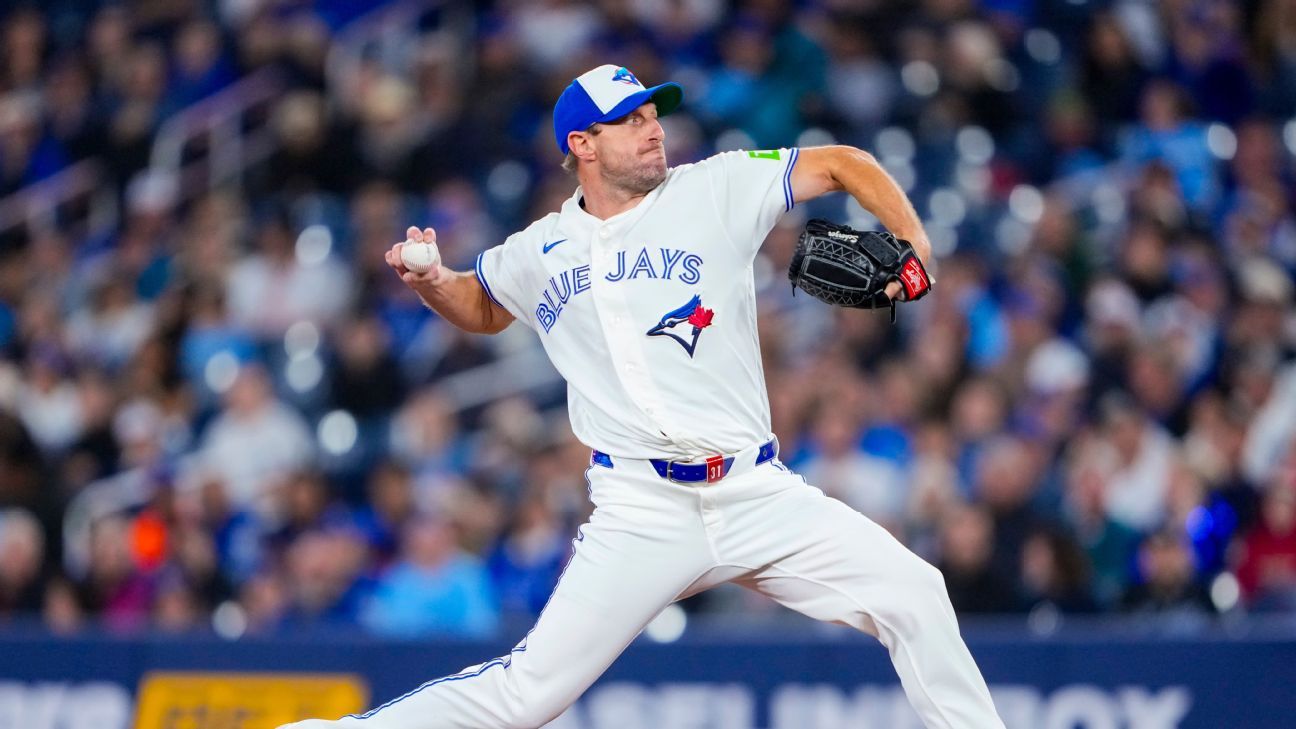 Max Scherzer exits Blue Jays' loss with forearm tendinitis
