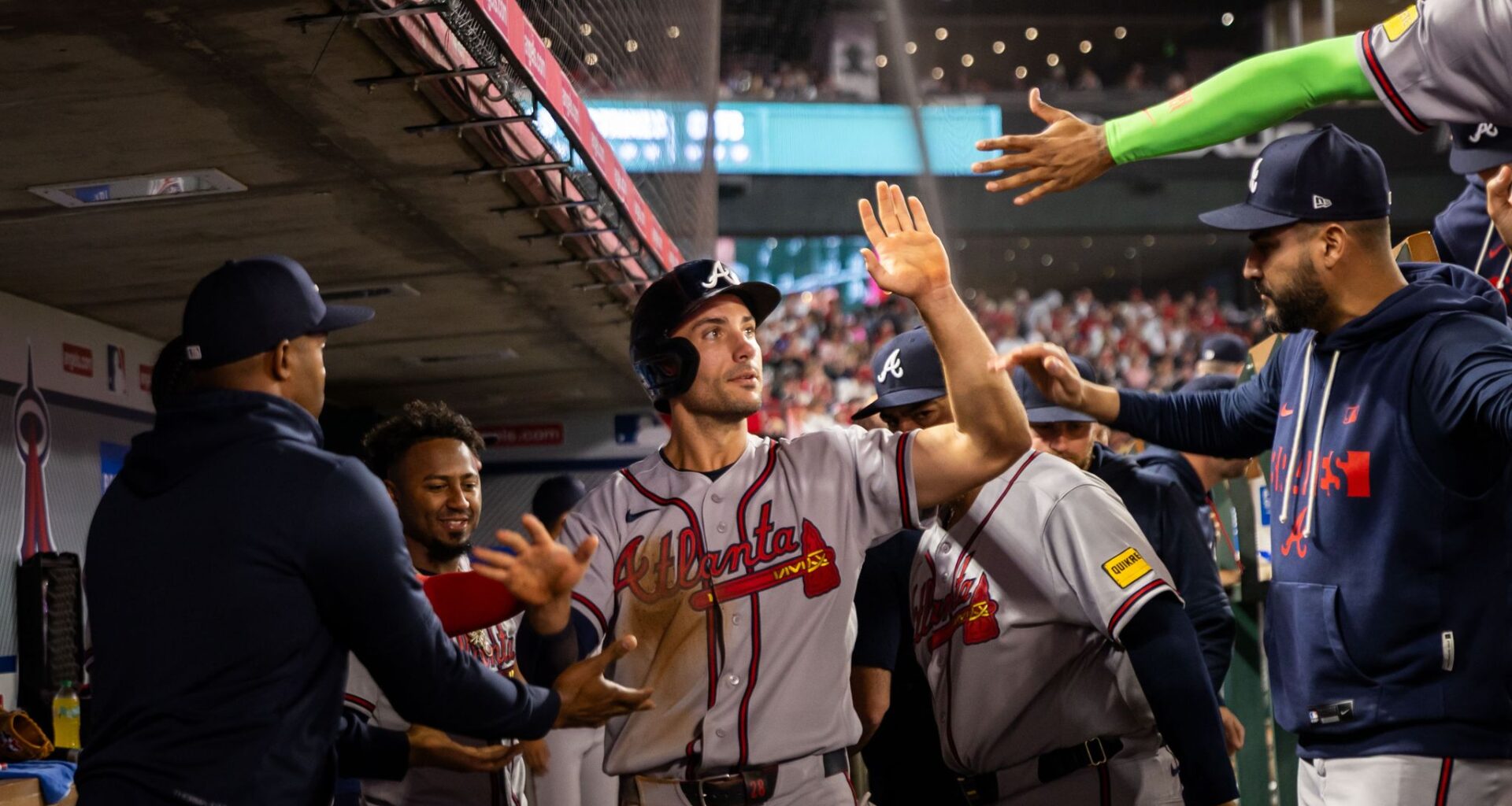 Albies hits his 3rd home run and the Braves beat the Angels 7-2 following a bench-clearing brawl