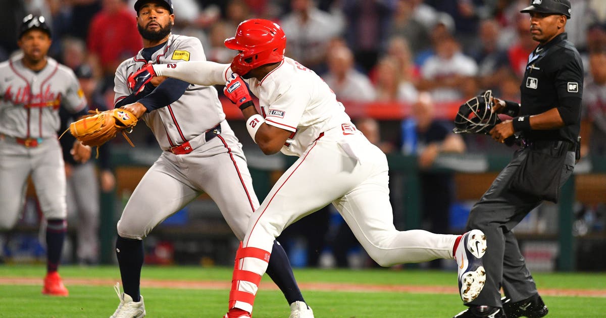 Angels, Braves players get into wild brawl after high pitch to Jorge Soler
