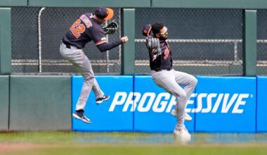 Tigers outfielder Parker Meadows carted off after collision with teammate