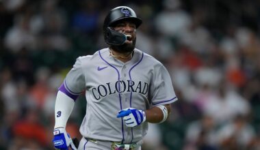 Rockies' Troy Johnston and Willi Castro leave game after being hit by pitches vs. Astros' Arrighetti