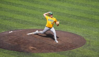 Pearson Riebock rounds second base after hitting a home run against TCU 2026