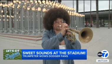 Trumpeter Tatiana Tate's surprise 'Narco' performance amps up fans during Edwin Diaz's Dodgers debut