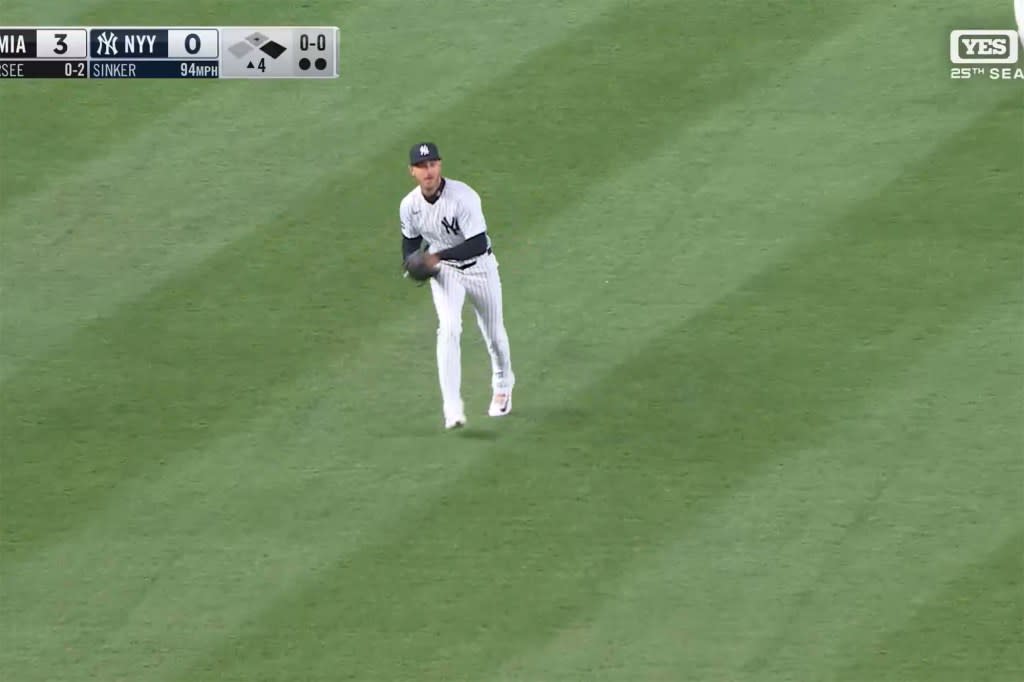 Cody Bellinger is pictured during the Yankees’ game April 4. Screengrab via X/@TalkinYanks