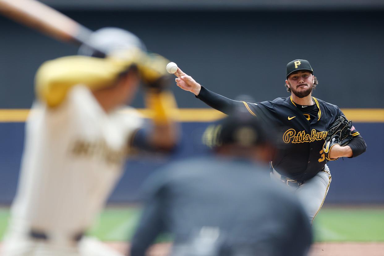 MILWAUKEE, WISCONSIN - JUNE 25: Paul Skenes #30 of the Pittsburgh Pirates throws a pitch in the second inning against the Milwaukee Brewers at American Family Field on June 25, 2025 in Milwaukee, Wisconsin. (Photo by John Fisher/Getty Images)