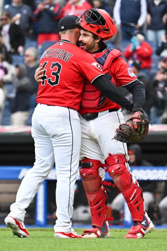 Shawn Armstrong and Austin Hedges celebrate victory against Baltimore OriolesCredit: Grace Hoppel/MLB Photos via Getty