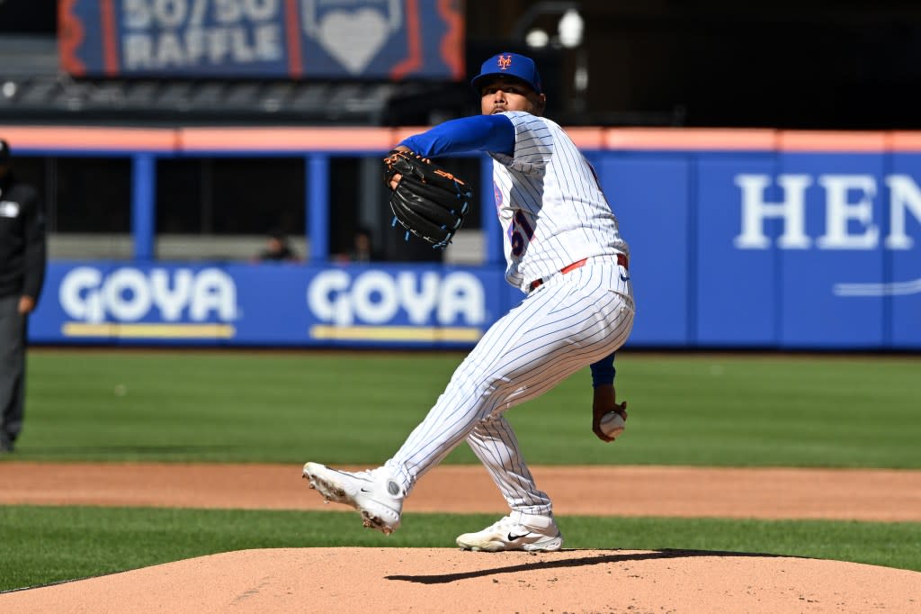 Mets starter Freddy Peralta throws a pitch during their win over the Diamondbacks. Bill Kostroun/New York Post