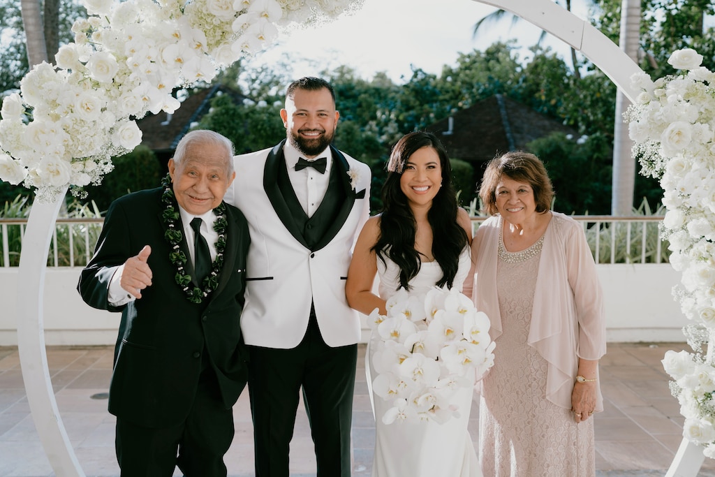 Rico Garcia, second from left, with his grandfather Diosdado Buton Nuñeza , his wife Nicolette Garcia and his grandmother Virginia Nuñeza on his wedding in January 2024.