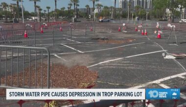 Broken stormwater pipe creates parking lot depression ahead of Rays' return to Tropicana Field