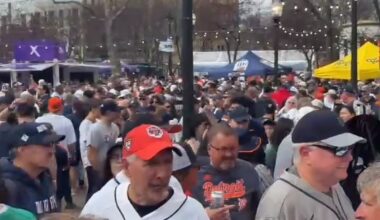 Scenes from downtown Detroit as @tigers fans celebrate Opening Day 2026. Home opener vs. the @cardinals begins at 1:10 p.m. 🐅 📹 Video by Natalie Davies and Nour Rahal, Detroit Free Press. #tigers #detroit #mlb #openingday