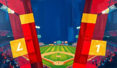 A fractured, geometric painting depicting a baseball player in motion, with sharp planes of color and overlapping perspectives representing the excitement and energy of a young star