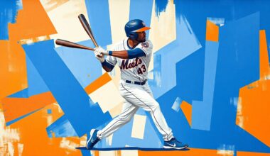 A fractured, cubist-style painting depicting Francisco Lindor