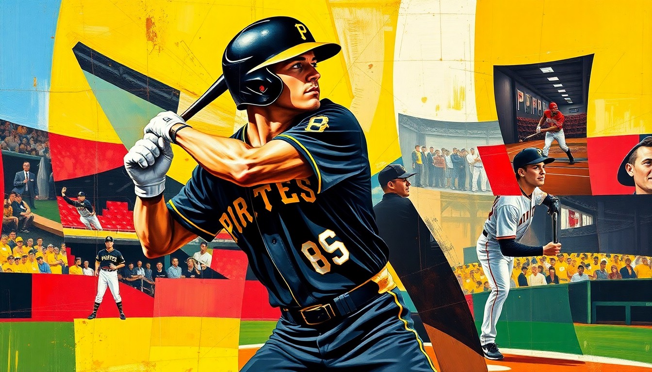 A cubist, geometric painting depicting a baseball player