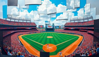A cubist-style painting depicting a baseball game in a fractured, multi-perspective manner, with sharp, overlapping geometric planes representing the action on the field.