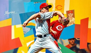 A fractured, multi-perspective painting depicting a baseball pitcher