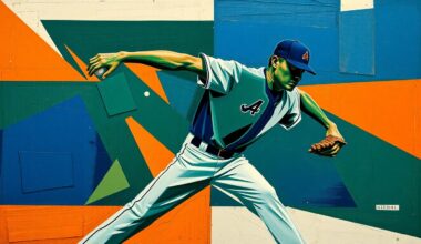 A cubist-style painting depicting a baseball pitcher