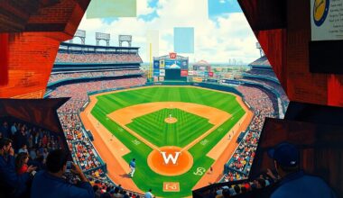 A fragmented, geometric painting depicting the action of a baseball game, with overlapping planes of green, red, and silhouetted players, conveying the intensity and drama of the Pirates