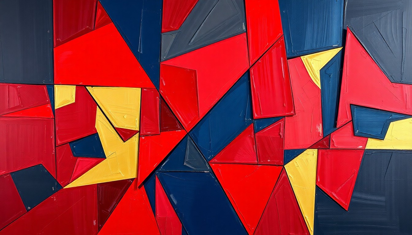 A cubist, geometric painting depicting the Nationals