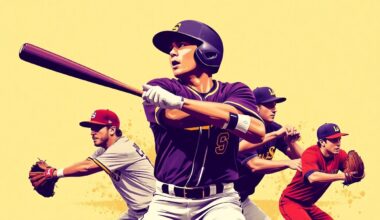 A fractured, multi-perspective painting in the style of Pablo Picasso, breaking down the baseball actions and skills of LSU