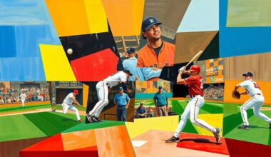 A cubist-style painting depicting a fragmented, geometric representation of a baseball pitcher in motion, conveying the complex dynamics and strategic decisions involved in the White Sox