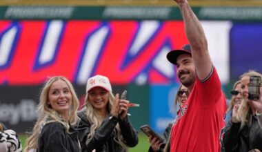 Guardians catcher Austin Hedges gets engaged on the field following game | MLB