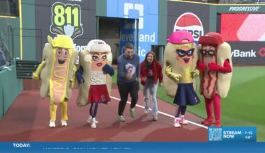 Racing the Cleveland Guardians hot dogs before the home opener at Progressive Field