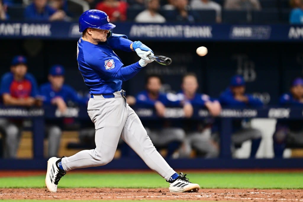 Matt Shaw at the plate when he hit a foul ball that sparked the shocking scene at Tropicana Field. Getty Images