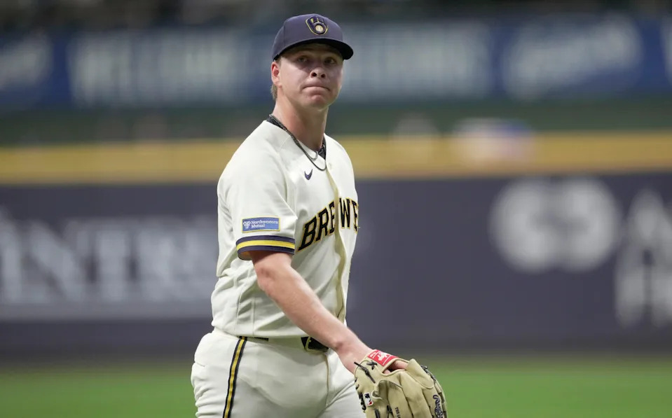 Milwaukee Brewers pitcher Kyle Harrison (52) is shown during the first inning of their game against the Tampa Bay Rays Monday, March 30, 2026 American Family Field in Milwaukee, Wisconsin.