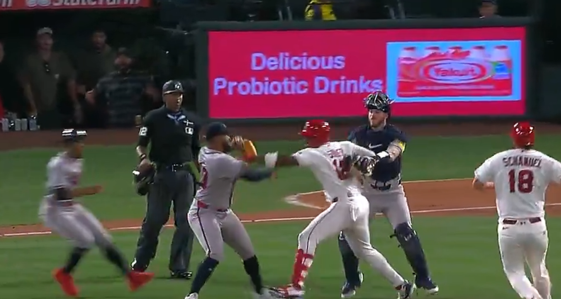Brawl Breaks Out During Atlanta Braves at Los Angeles Angels Game