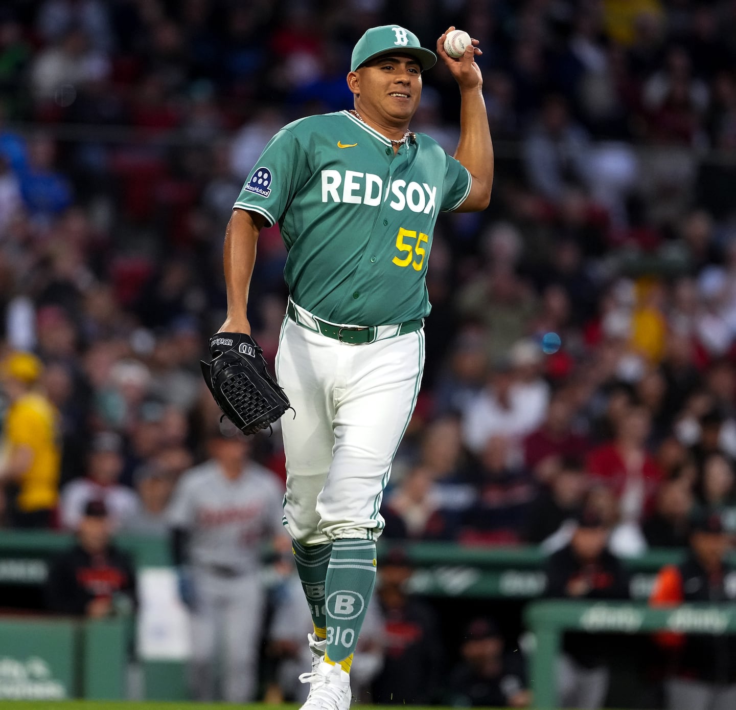 Red Sox starter Ranger Suarez allowed two hits in eight innings, striking out four and walking one.