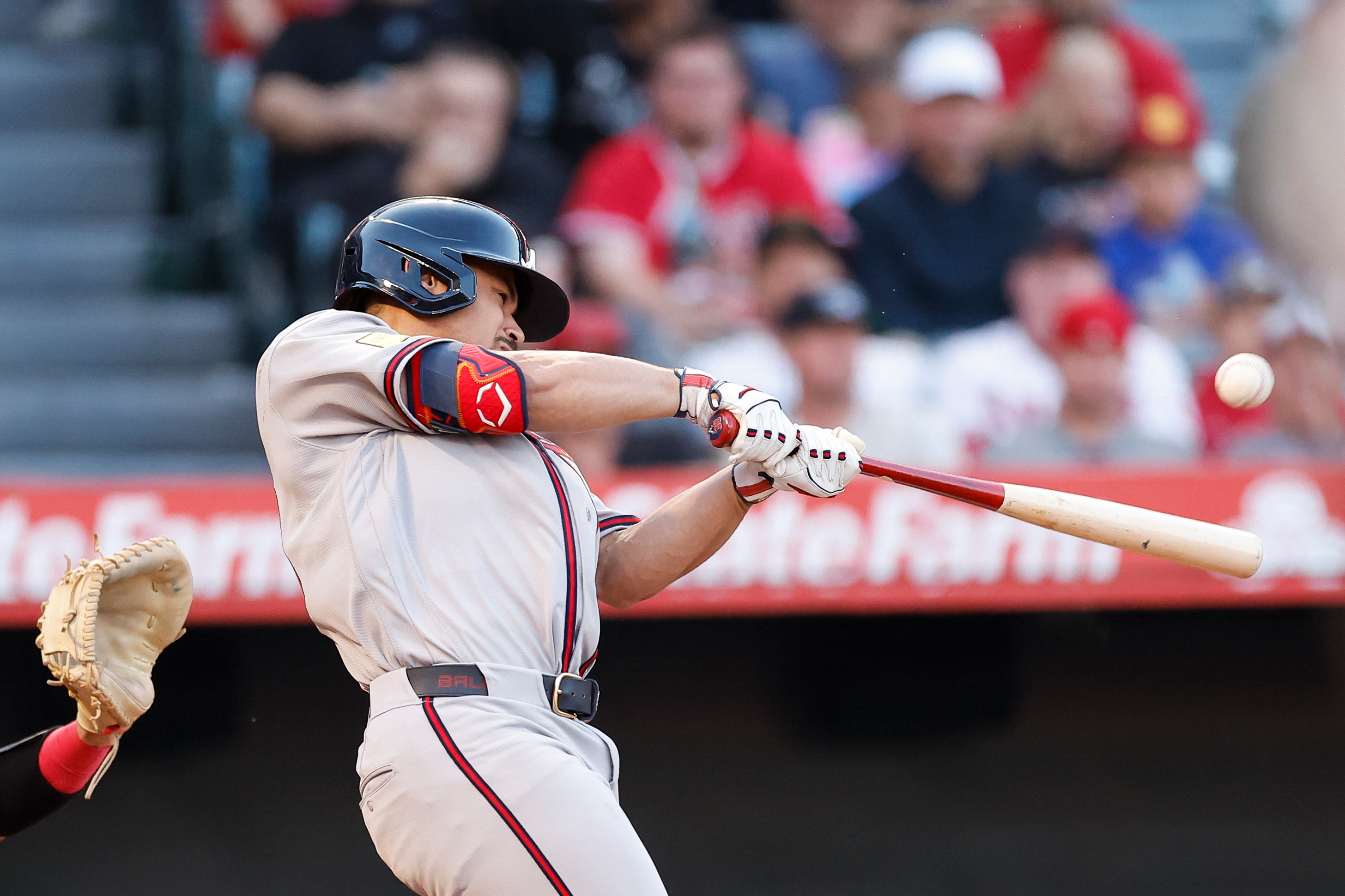 The Atlanta Braves’ Drake Baldwin hits a solo home run...