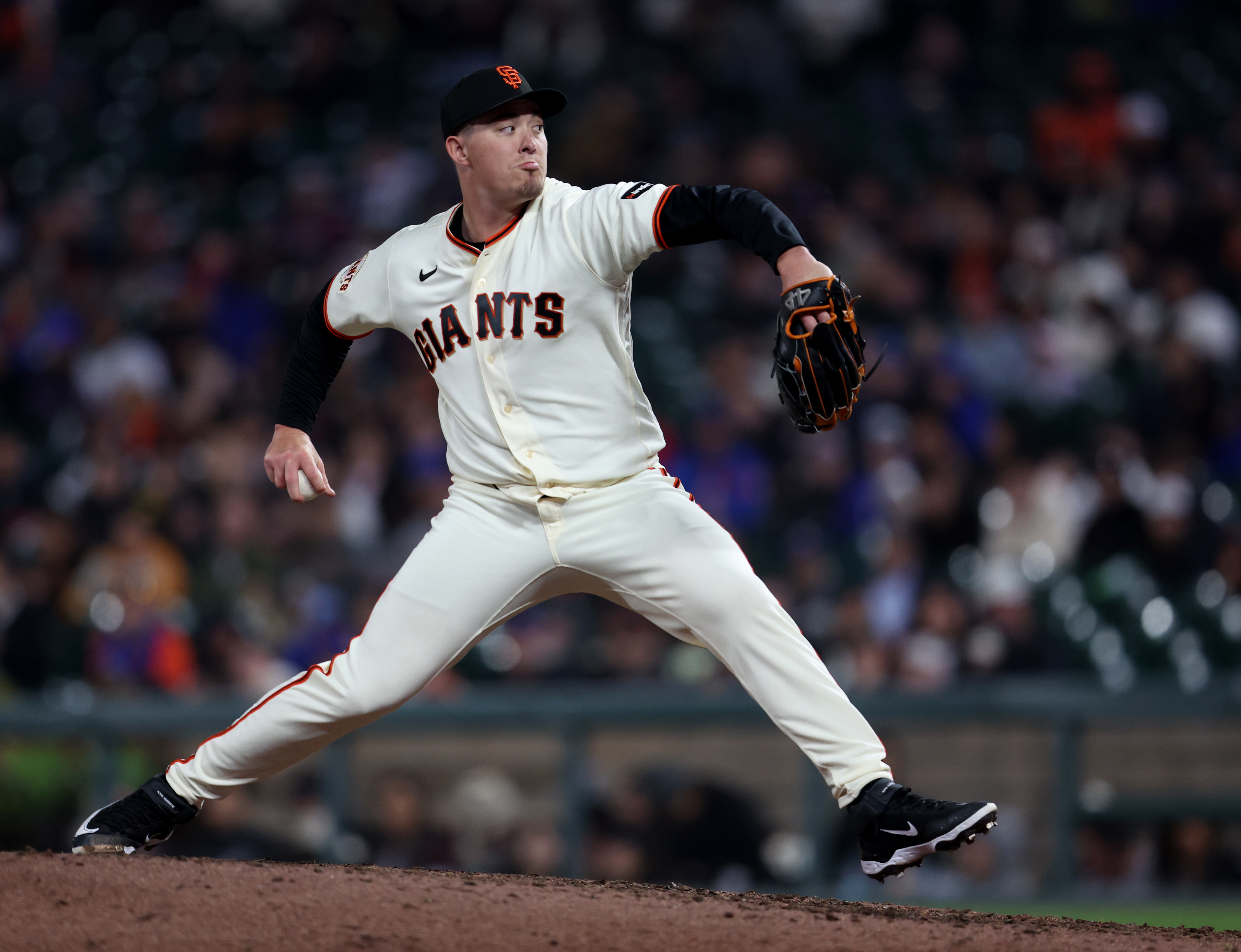 San Francisco Giants relief pitcher Blade Tidwell #46 throws against...