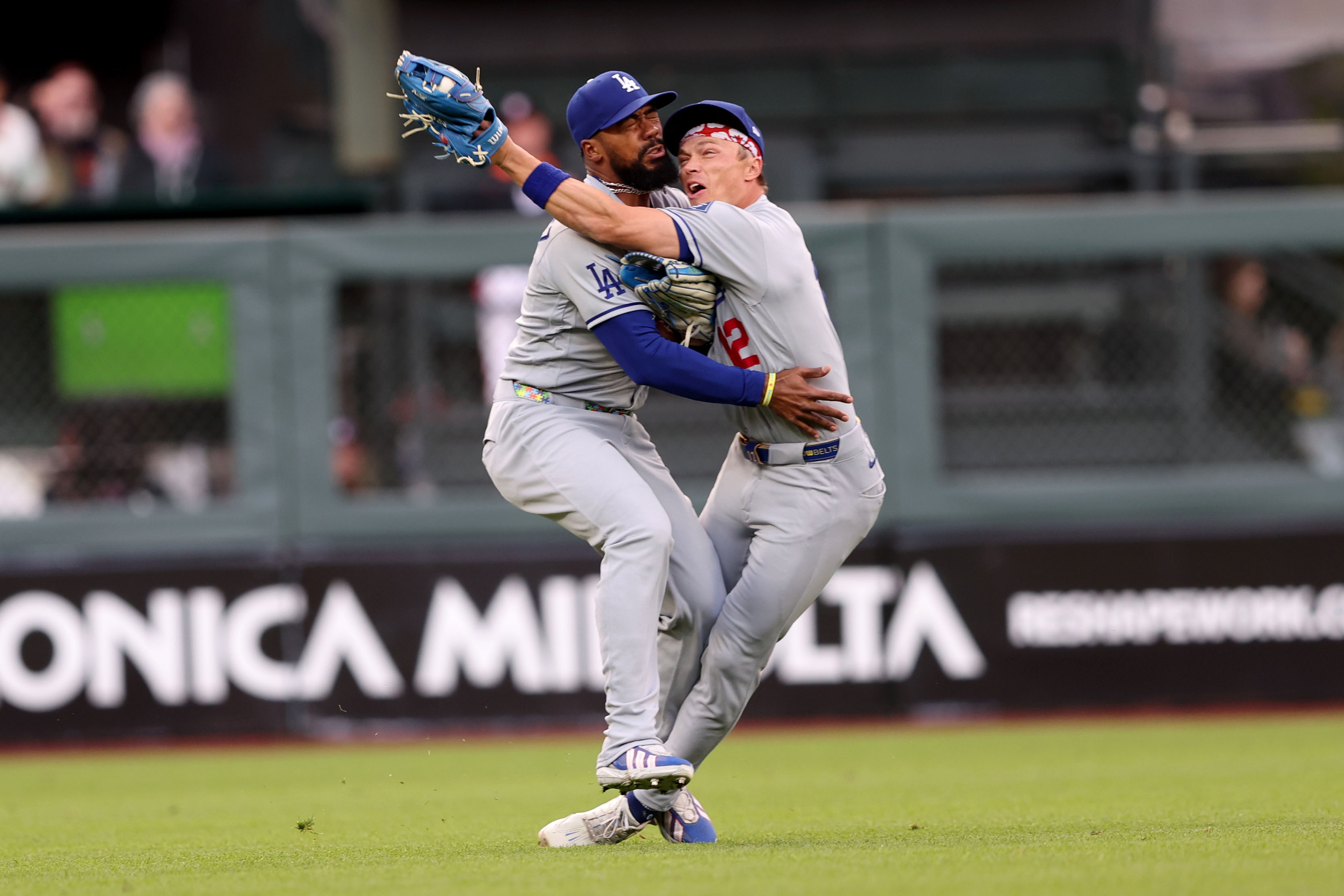 Los Angeles Dodgers’s Alex Call (12) makes a catch for...