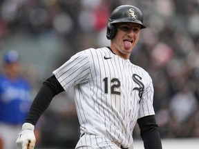 Chicago White Sox's Colson Montgomery runs the bases after hitting a home run versus the Blue Jays on Saturday. Erin Hooley/AP