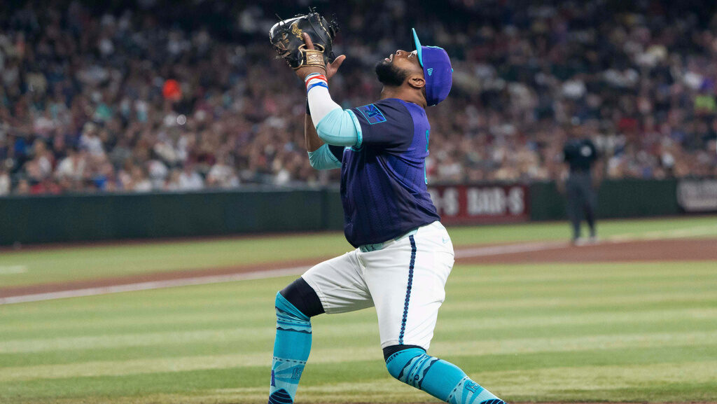 Arizona Diamondbacks first baseman Carlos Santana...