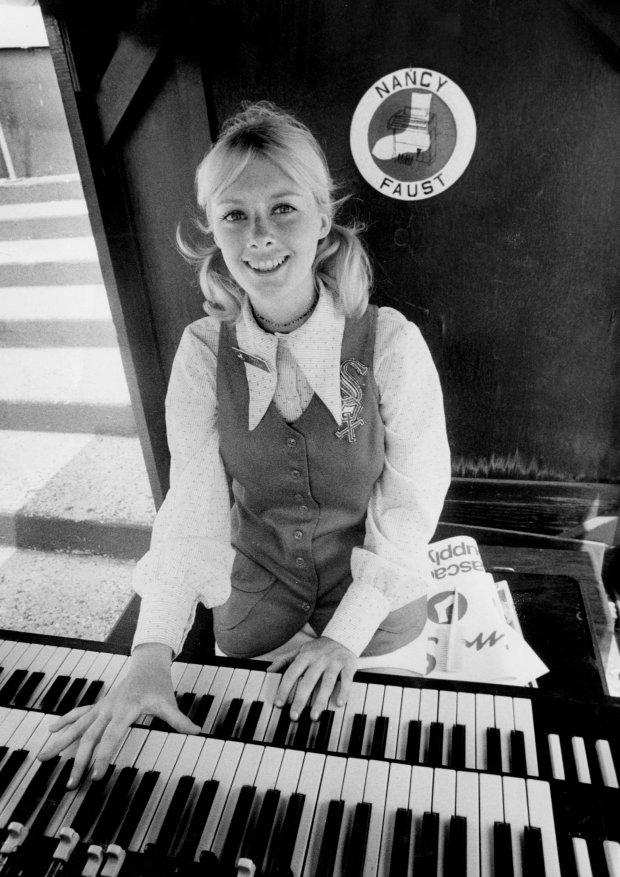 ..OUTSIDE TRIBUNE CO.- NO MAGS, NO SALES, NO INTERNET, NO TV.. Nancy Faust organist for the Chicago White Sox at Comisky Park 6/5/71. Tribune photo by Don Casper Tribune Lab by LAB tba 00232799A Faust