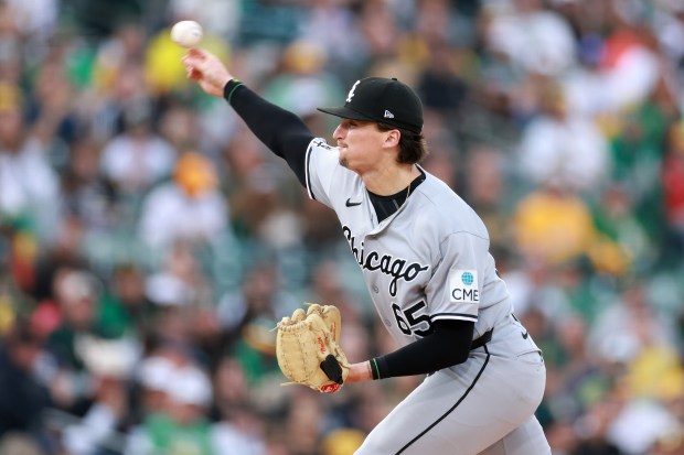 White Sox's Davis Martin pitches against the Athletics in the first inning at Sutter Health Park on April 17, 2026, in Sacramento, Calif. (Photo by Ezra Shaw/Getty Images)