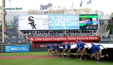 Chicago White Sox-Kansas City Royals game is in a rain delay
