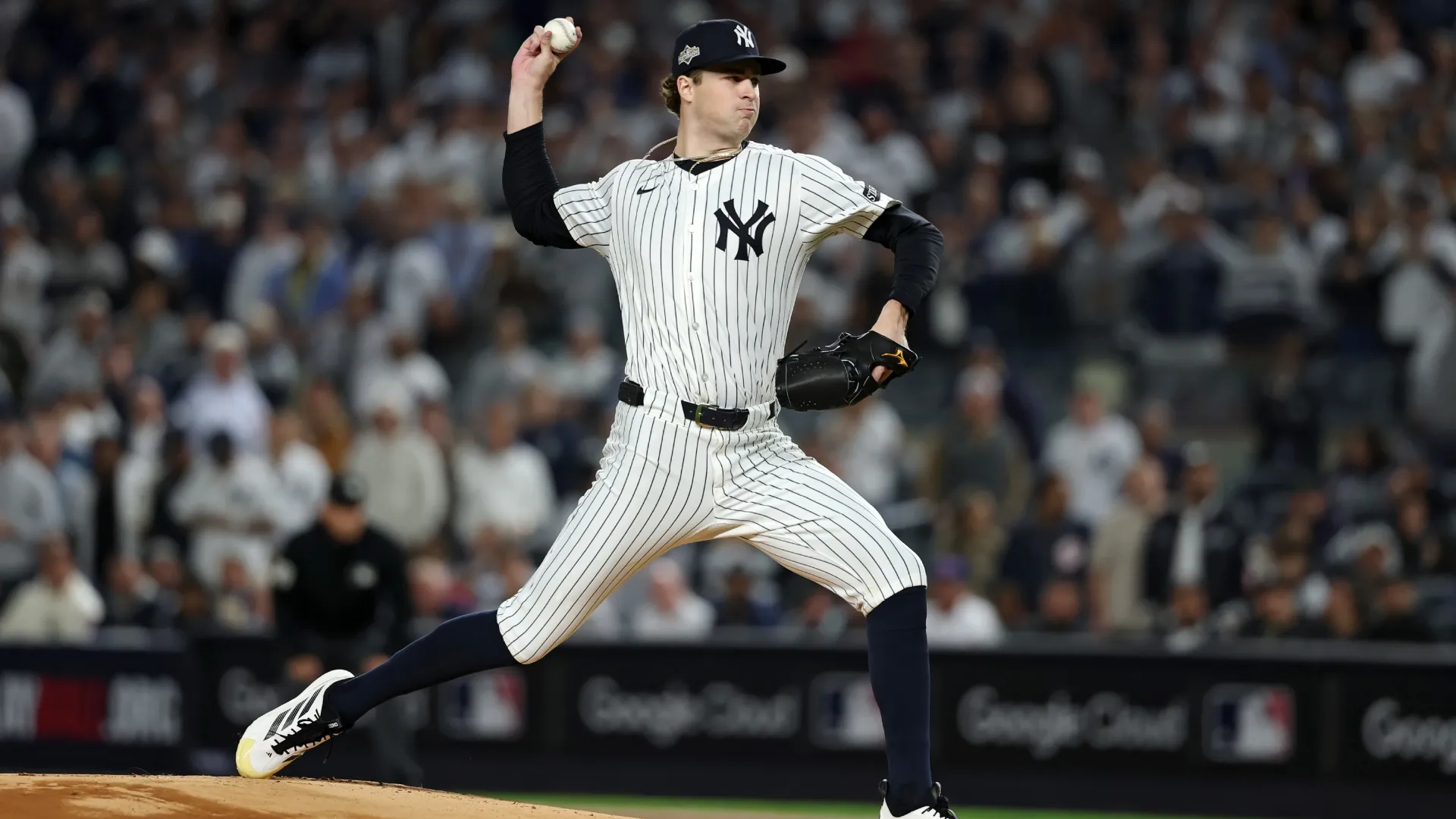Cam Schlittler #31 of the Yankees pitches during the first inning against the Red Sox. Al Bello/Getty Images