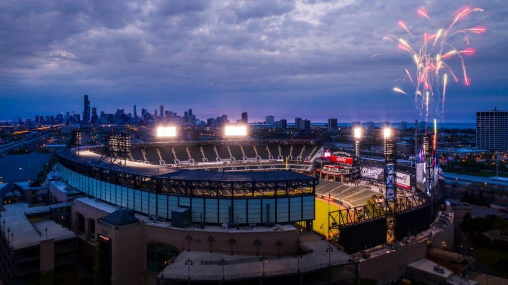 Fireworks displayed at the Guaranteed Rate Field in Chicago