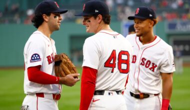 From left, Marcelo Mayer, Roman Anthony, and Kristian Campbell were playing together in Boston last June, but Campbell and his $60 million contract extension are with Triple-A Worcester now.