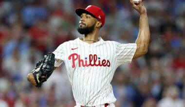 PHILADELPHIA, PENNSYLVANIA - JULY 22: Cristopher Sánchez #61 of the Philadelphia Phillies pitches during a game between the Philadelphia Phillies and Boston Red Sox at Citizens Bank Park on July 22, 2025 in Philadelphia, Pennsylvania. (Photo by Emilee Chinn/Getty Images)