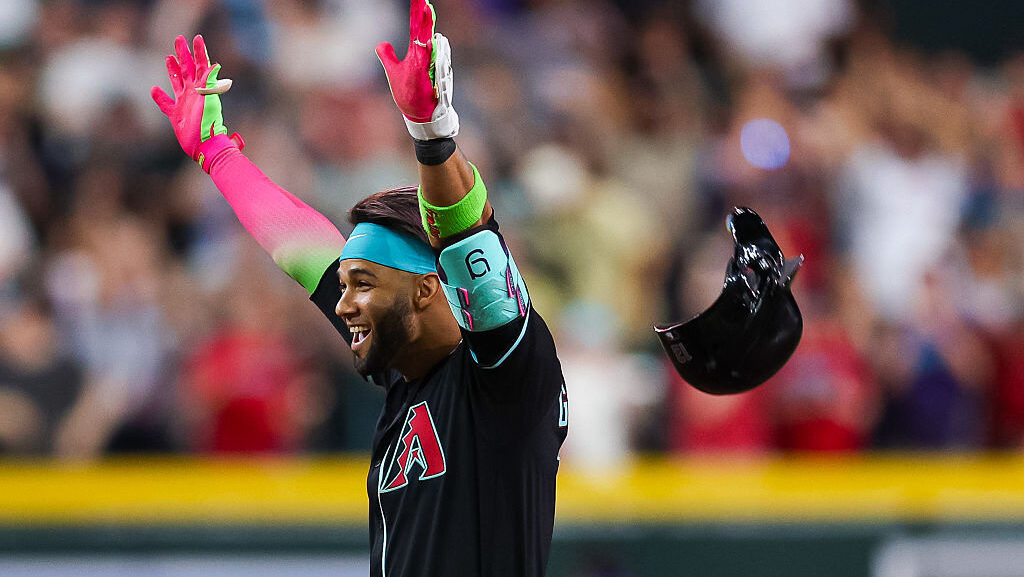 Lourdes Gurriel Jr. #12 of the Arizona Diamondbacks...