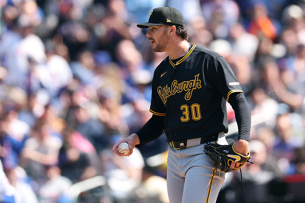 NEW YORK, NY - MARCH 26: Paul Skenes #30 of the Pittsburgh Pirates looks on during the game between the Pittsburgh Pirates and the New York Mets at Citi Field on Thursday, March 26, 2026 in New York, New York. (Photo by Dustin Satloff/MLB Photos via Getty Images)