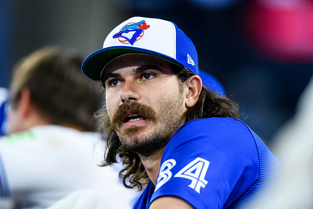 TORONTO, ON - MARCH 30: Toronto Blue Jays Starting Pitcher Dylan Cease (84) reacts during the MLB regular season game between the Colorado Rockies and the Toronto Blue Jays on March 30, 2026, at Rogers Centre in Toronto, ON, Canada. (Photo by Julian Avram/Icon Sportswire via Getty Images)