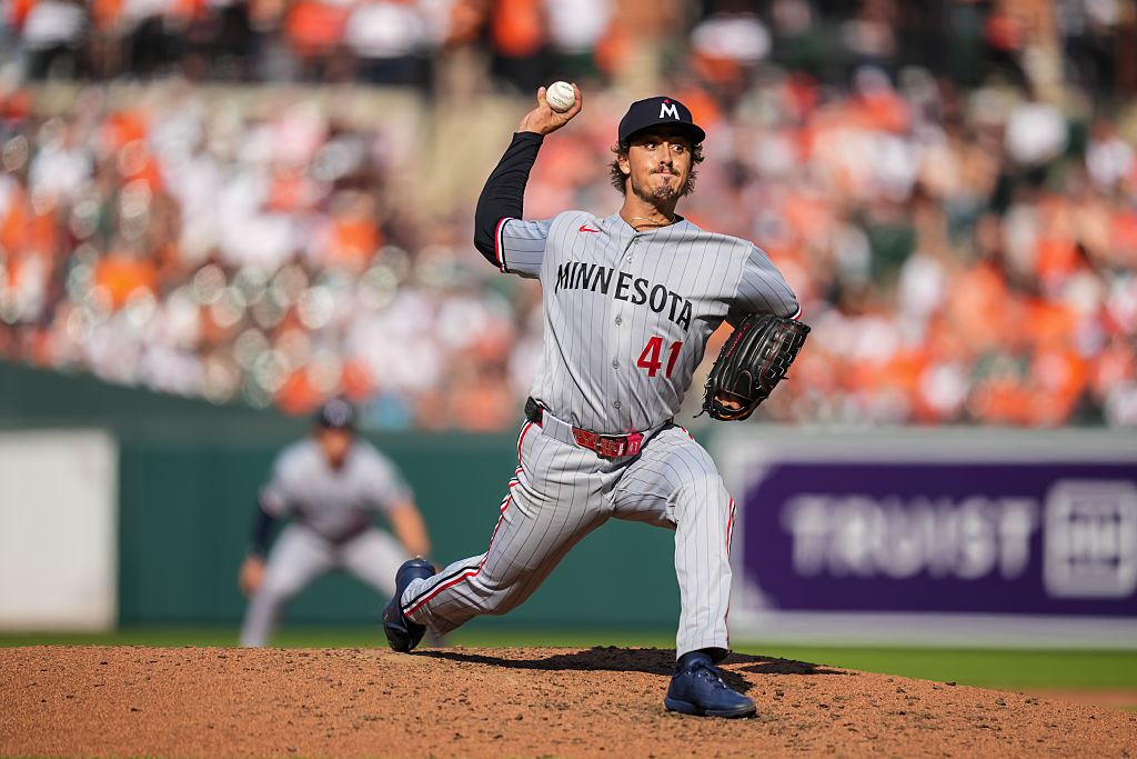 BALTIMORE, MD - MARCH 26: Joe Ryan #41 of the Minnesota Twins pitches during a game against the Baltimore Orioles on March 26, 2026 at Oriole Park at Camden Yards in Baltimore, Maryland. (Photo by Brace Hemmelgarn/Minnesota Twins/Getty Images)