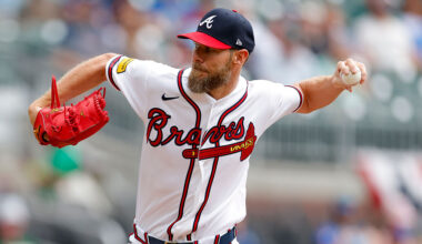 ATLANTA, GEORGIA - APRIL 1: Chris Sale #51 of the Atlanta Braves pitches during the first inning against the Athletics at Truist Park on April 1, 2026 in Atlanta, Georgia. (Photo by Todd Kirkland/Getty Images)