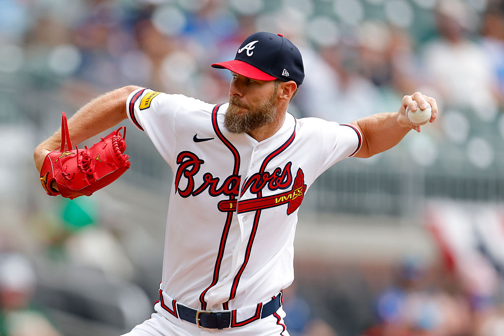 ATLANTA, GEORGIA - APRIL 1: Chris Sale #51 of the Atlanta Braves pitches during the first inning against the Athletics at Truist Park on April 1, 2026 in Atlanta, Georgia. (Photo by Todd Kirkland/Getty Images)