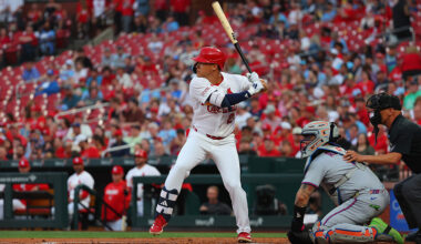 ST LOUIS, MISSOURI - MARCH 30: JJ Wetherholt #26 of the St. Louis Cardinals bats against the New York Mets at Busch Stadium on March 30, 2026 in St Louis, Missouri. (Photo by Dilip Vishwanat/Getty Images)
