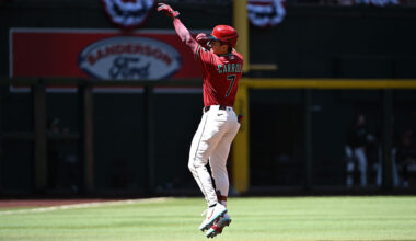 Corbin Carroll #7 of the Arizona Diamondbacks...